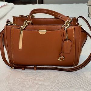 Coach Dreamer Brown Leather Satchel with Gold Hardware
